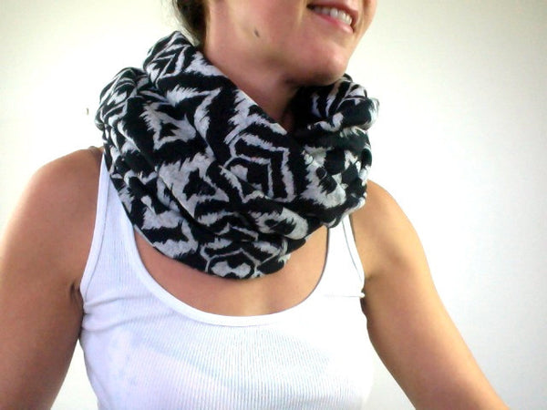 Aztec sweater-knit double-decker infinity scarf