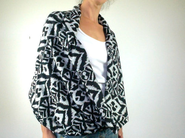 Aztec sweater-knit double-decker infinity scarf